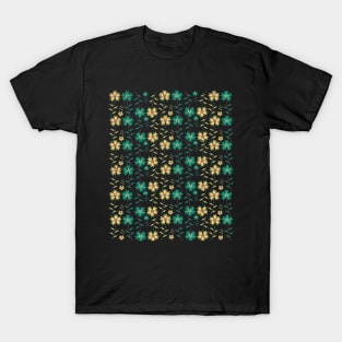 Green and Yellow Repeating Flowers T-Shirt